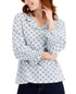 Charter Club Geo-Print Ruffled-Collar 3/4-Sleeve Top